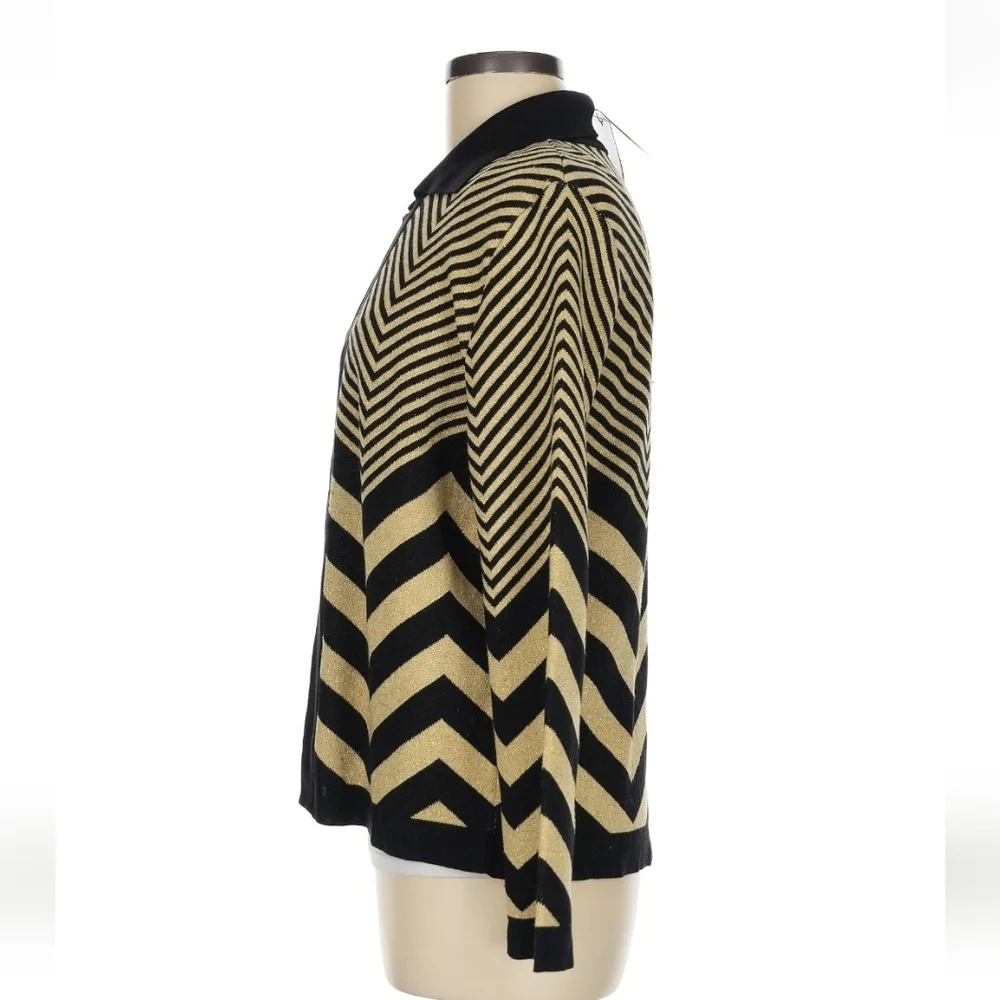 DD Collection Cardigan Luxury Chevron Black and Gold, Silk Blend, Size M - Picture 4 of 8